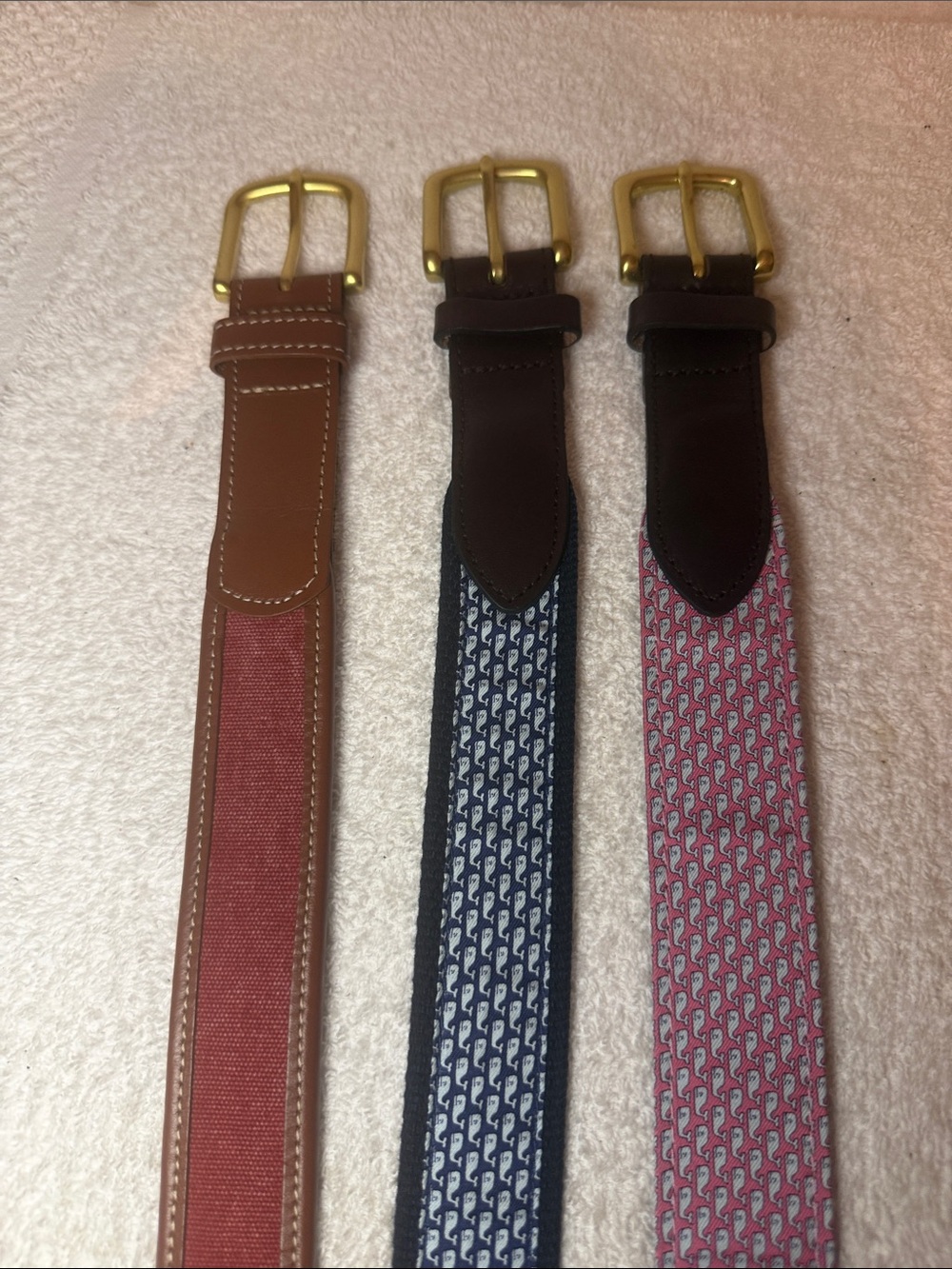 (3) Vineyard vines Canvas and Leather Belts Size 44
